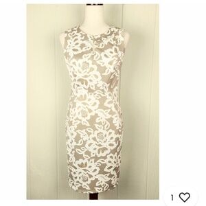 NWOT En Focus Studios Women's Floral Mini Sheath Dress SZ 6 Beige
